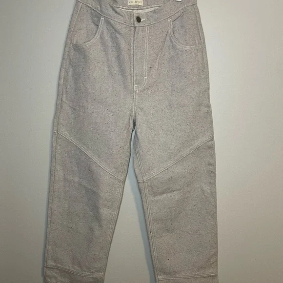 Soluna Collective Denim Pants Grey Adjustable Size 6 Upcycled Cotton Relaxed Fit - Picture 1 of 13